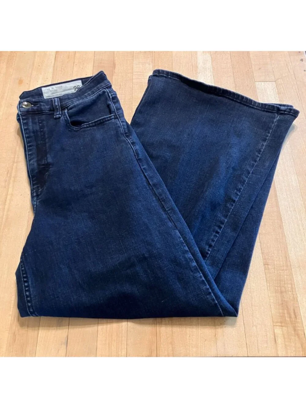 Rag & Bone Womens Serena High-Rise Crop Wide Leg Jeans Size 28 Blue Dark AN EXC - Picture 11 of 12